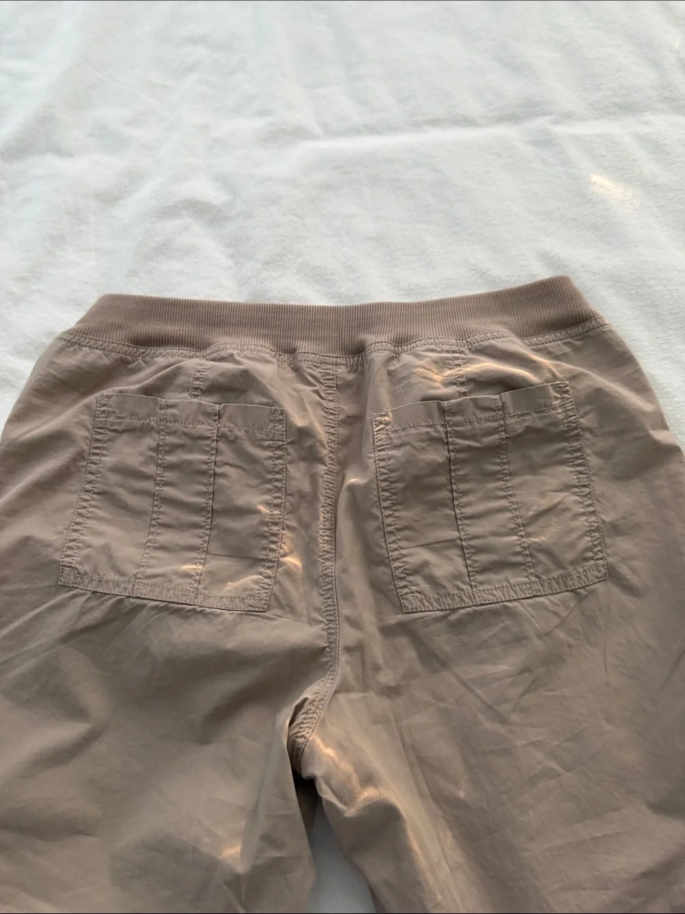 LOFT Neutral Taupe Pull-On Utility Pants. Low Rise - Picture 3 of 4
